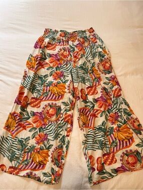 Tropical Print Wide-Leg Pants in Multicolor